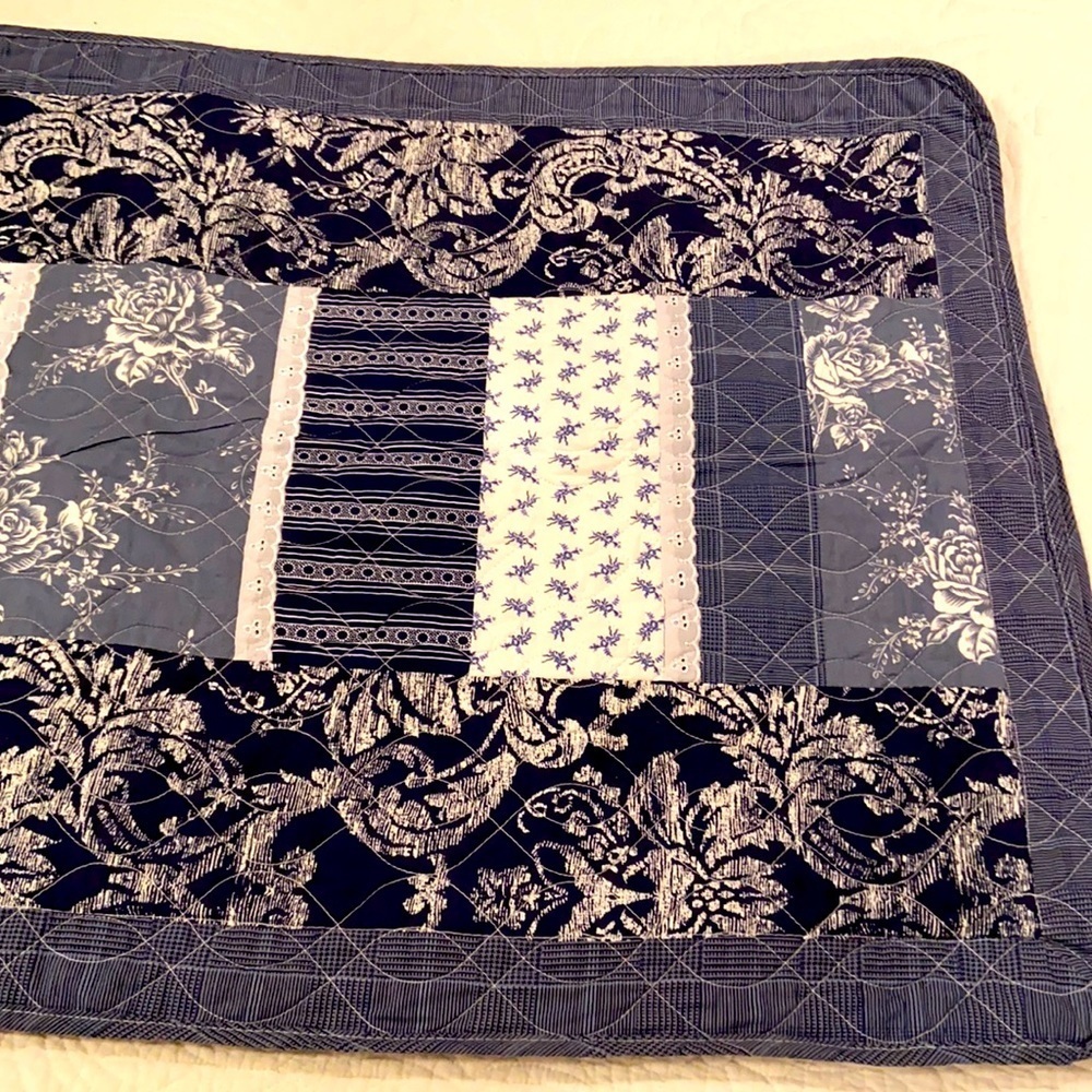 2- Blue White Country Living Farmhouse King Shams